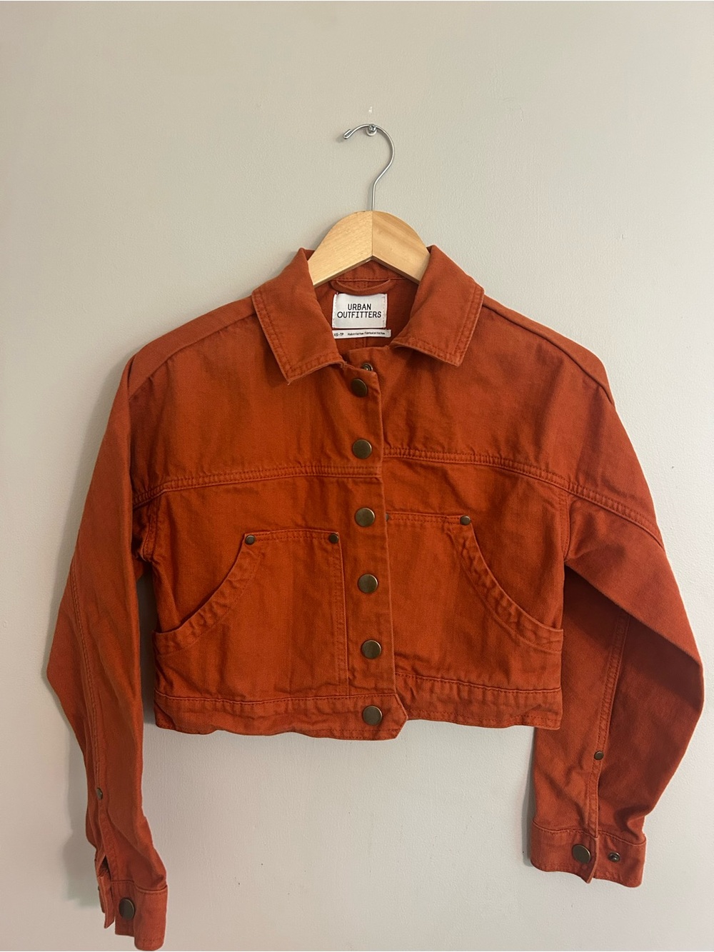 Urban Outfitters Rust Orange Cropped Jean Jacket